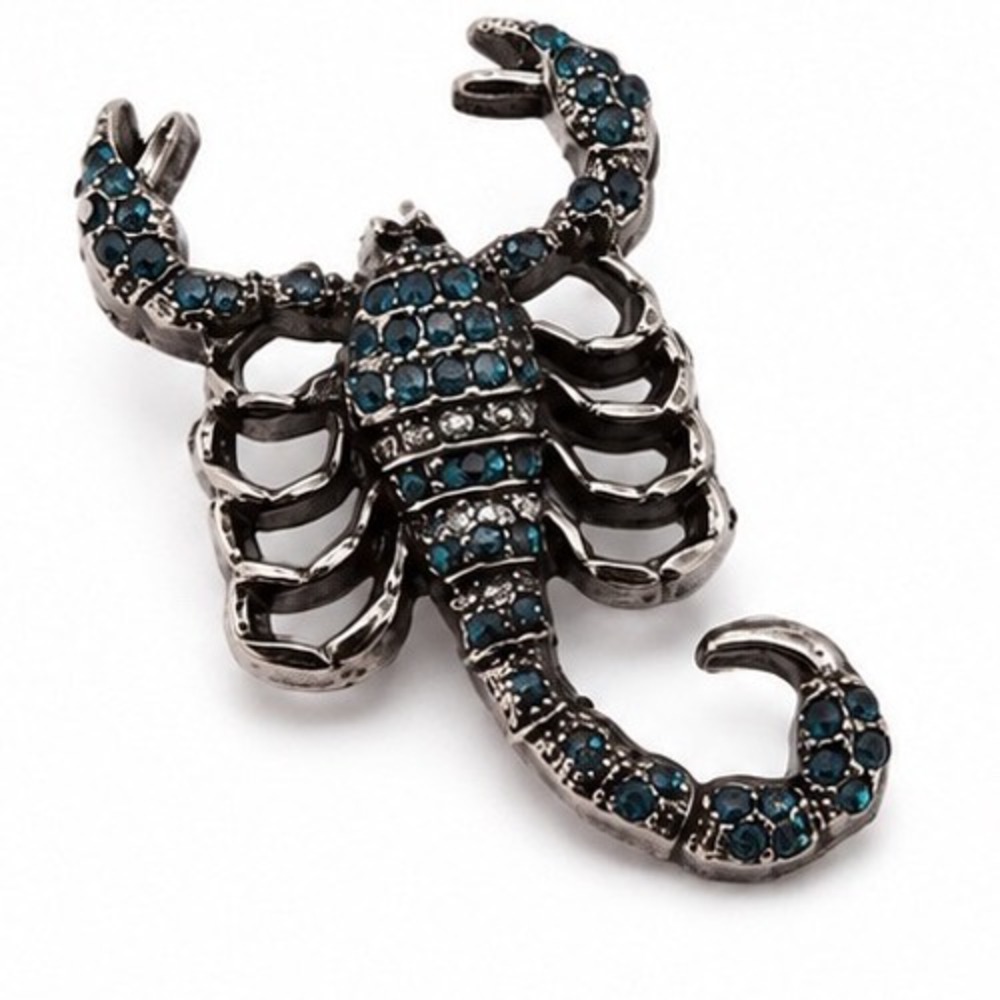 Scorpion Brooch Gunmetal Crystal rhinestones Insect Pin Statement Jewelry